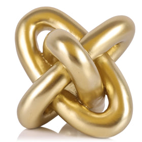 XMGZQ Gold Knot decor on coffee table creates a refined focal point.
