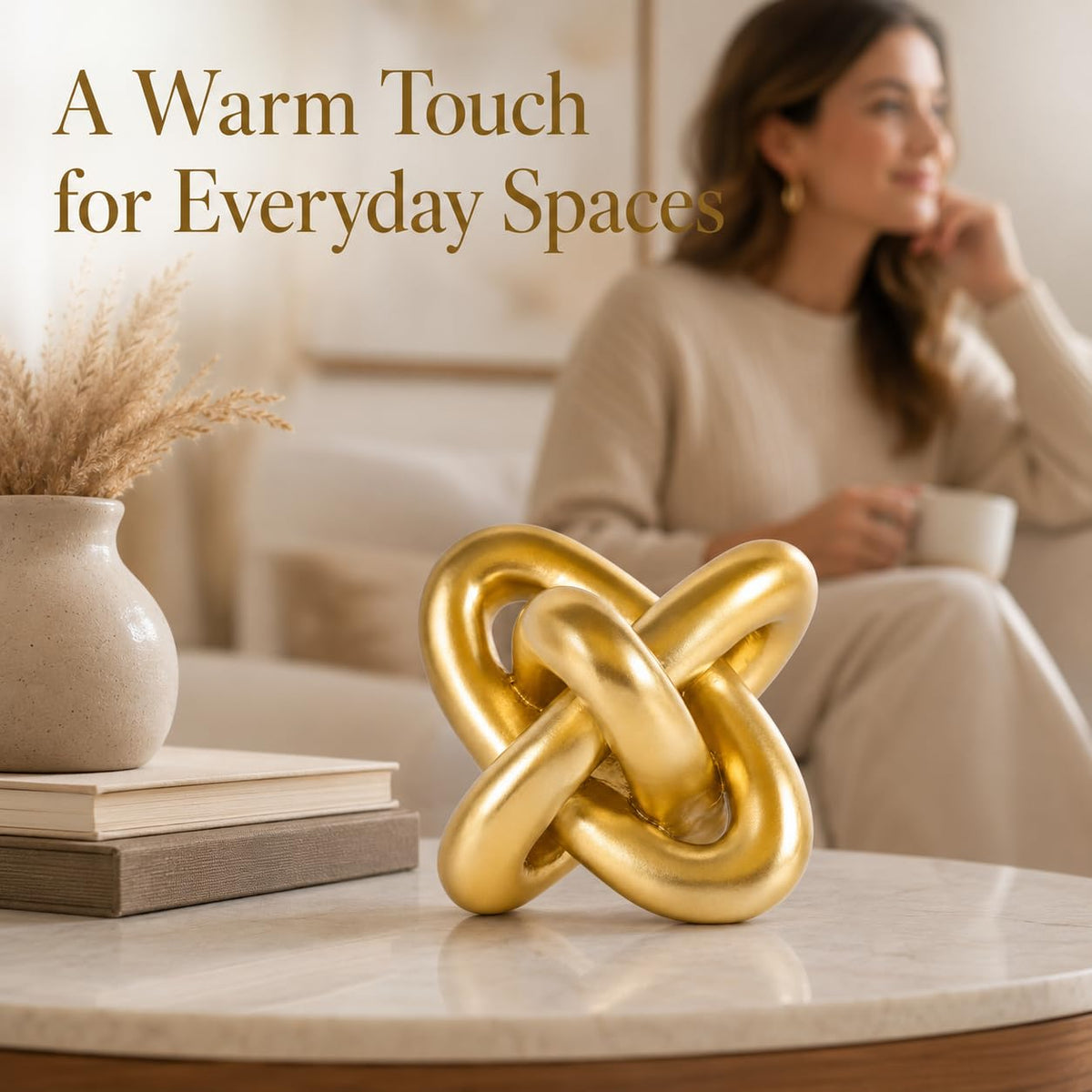 XMGZQ Gold Knot decor at entryway welcomes guests with style.