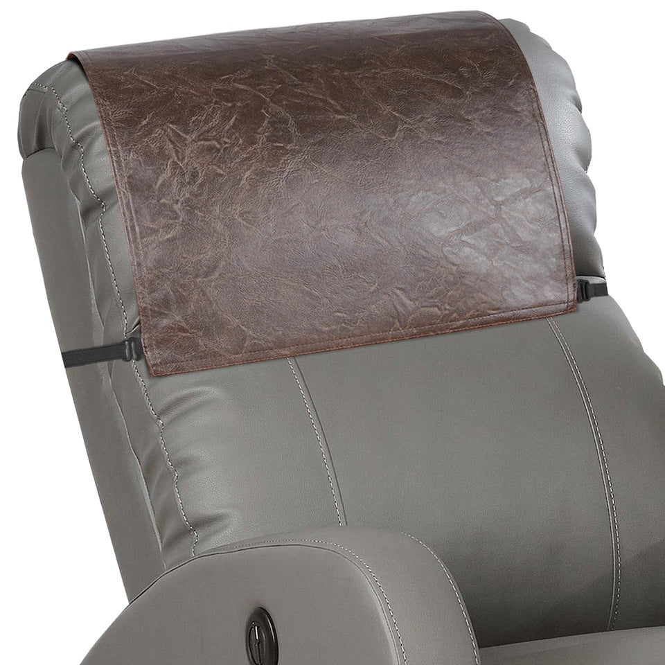 Xmntdo recliner headrest protector in chocolate brown, front view, protects against spills