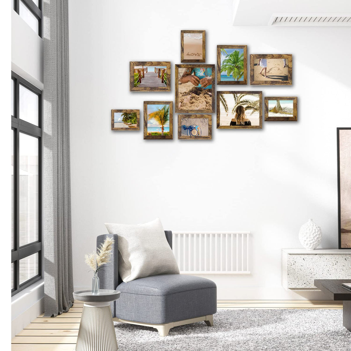 xnlkros rustic brown finish frames create a cohesive farmhouse gallery look