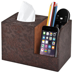 XNONE PU leather tissue box cover square enhances decor and keeps tissues organized.