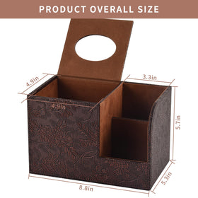 XNONE two-compartment tissue box holder with remote control storage.