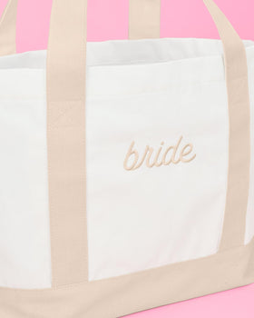xo, Fetti Bride Tote with embroidered logo for stylish event photos