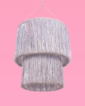 xo, Fetti iridescent foil chandelier creates photo-friendly ambiance