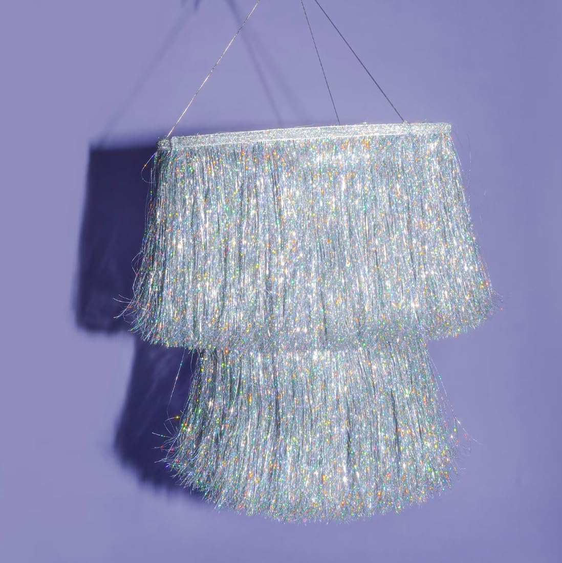 xo, Fetti fringe chandelier with 12in layer adding luxe sparkle to events