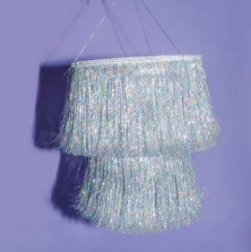 xo, Fetti fringe chandelier with 12in layer adding luxe sparkle to events