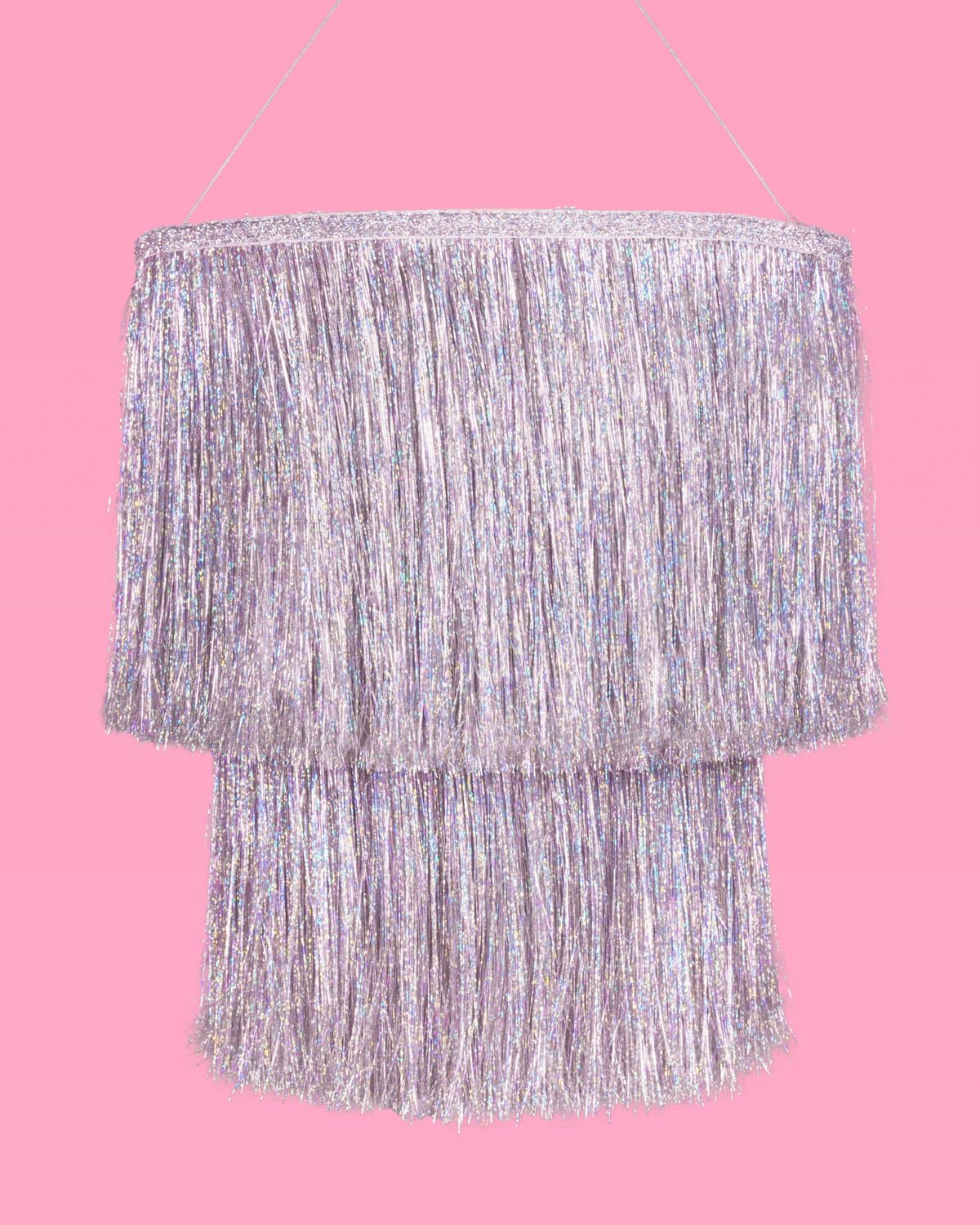 xo, Fetti fringe chandelier with 9in layer creating layered glow for photoshoots