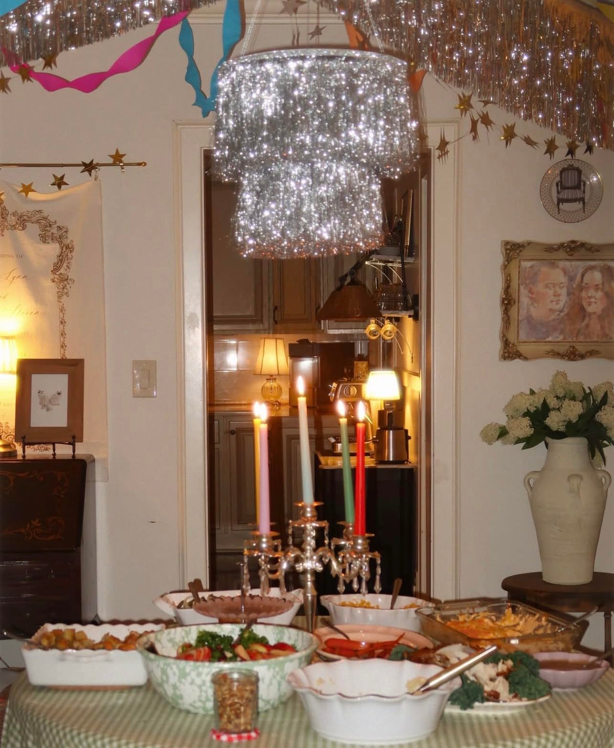 xo, Fetti ready-to-hang fringe chandelier with strings for quick setup