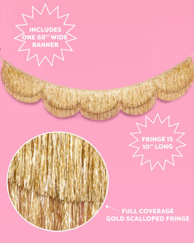 xo, Fetti gold scalloped edge banner enhances wall decor.