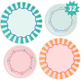 xo, Fetti Italian Summer 9-inch orange-pink stripe plate for main courses