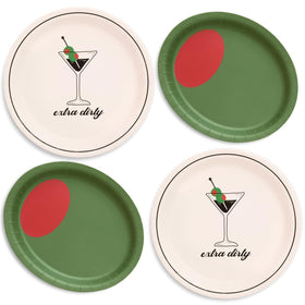 xo, Fetti martini olive plates with green olives design for elegant cocktail appetizers