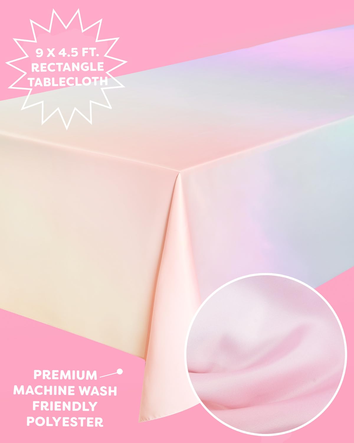 xo Fetti pastel gradient tablecloth on a table set outdoors for an al fresco celebration