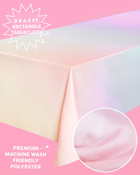 xo Fetti pastel gradient tablecloth on a table set outdoors for an al fresco celebration