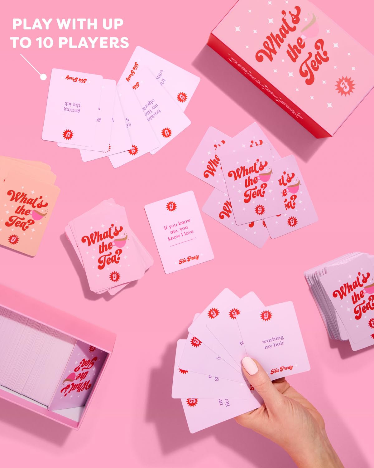 xo, Fetti What's The Tea? cards spread sparks group conversation.