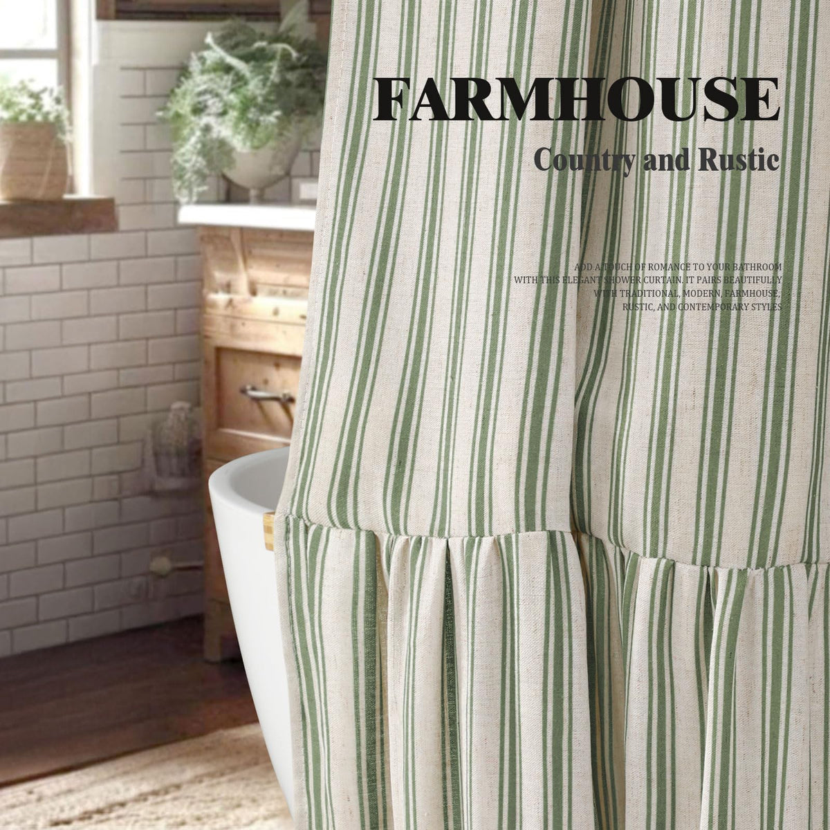 XOGUIBO cream-green stripe curtain highlights linen texture for a relaxed, natural look