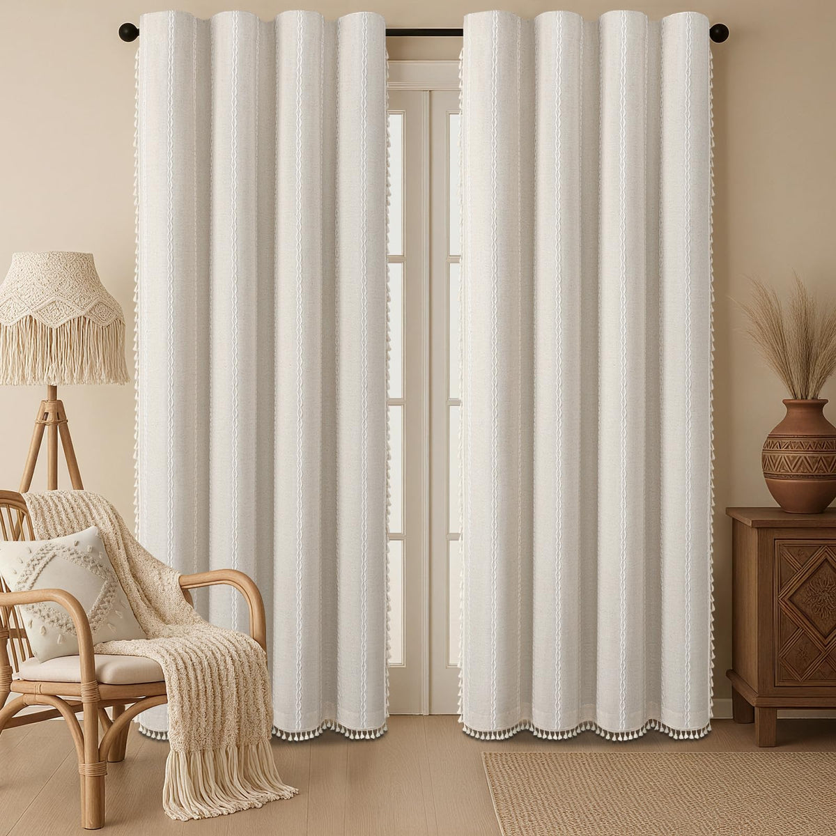 XOGUIBO soft linen-blend texture filters daylight for a warm, inviting room.