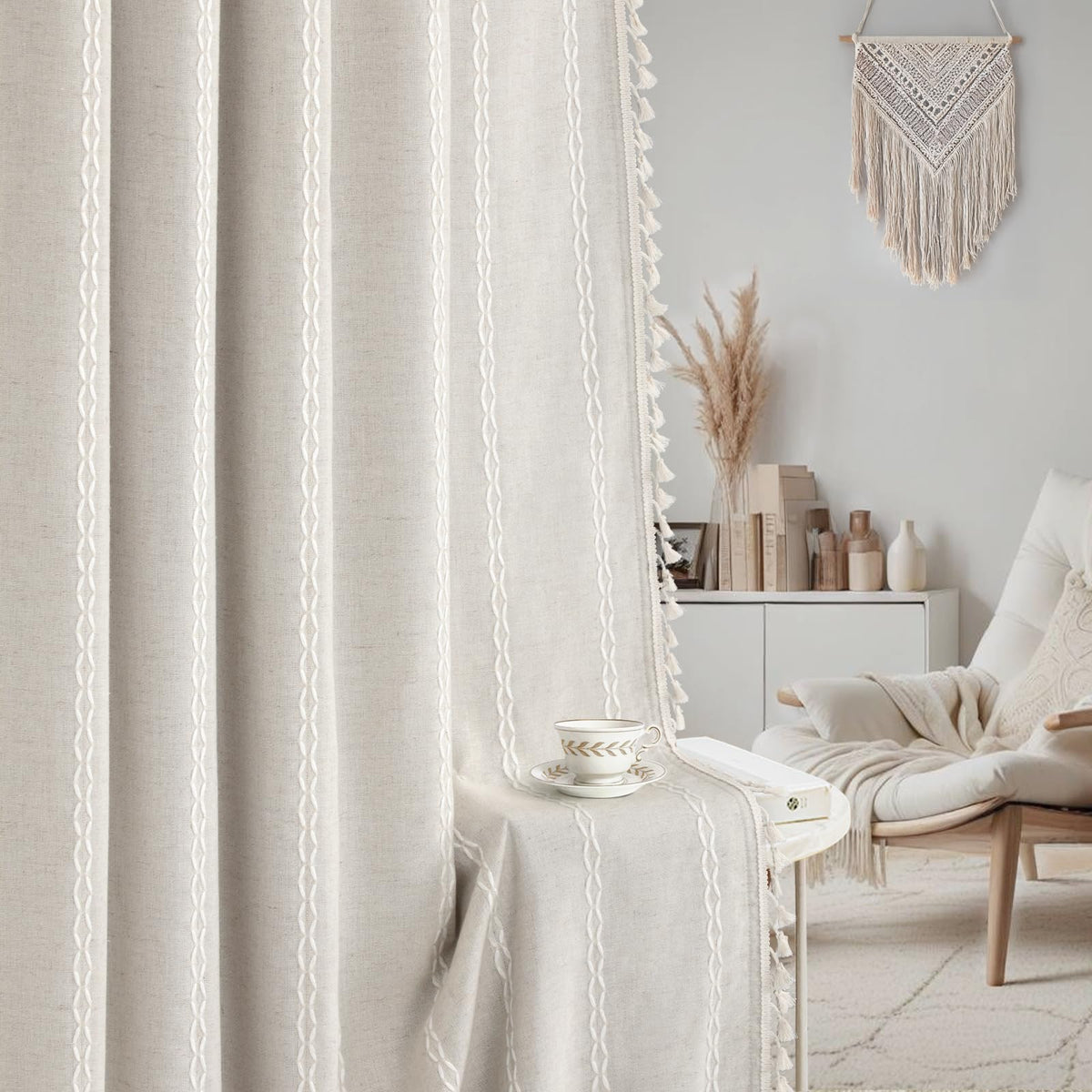 XOGUIBO gray liner blackout reduces glare and outside visibility for calmer spaces.