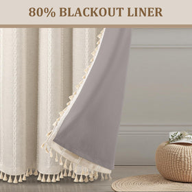XOGUIBO tassels detail, close-up highlights handcrafted accents and rustic boho charm.