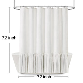 XOGUIBO 72x72 curtain fits standard showers with timeless, relaxed style.