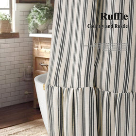 XOGUIBO cream and black stripe pattern enhances rustic spa vibes in bathrooms.