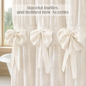 XOGUIBO curtain bow detail cream tone enhances vintage chic look in bathrooms