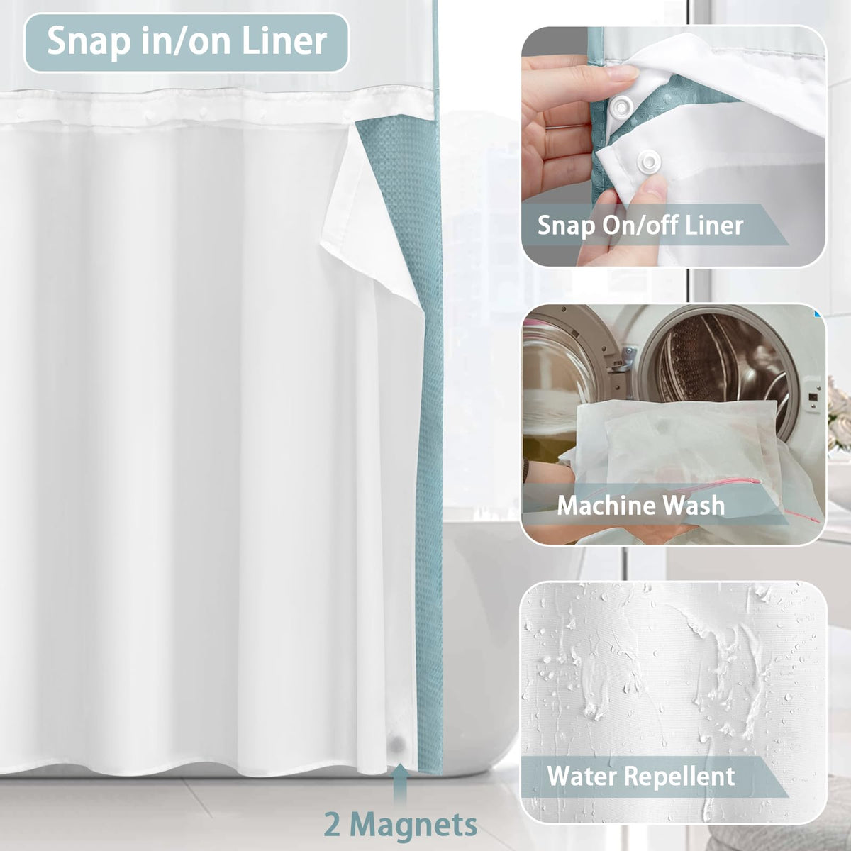 XOGUIBO durable heavy-weight fabric curtain resists wrinkling and dries quickly
