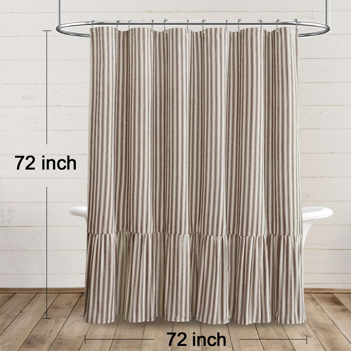 XOGUIBO Farmhouse curtain care icon highlights machine washable, easy upkeep.