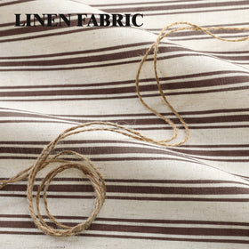 XOGUIBO Farmhouse curtain cream-brown stripe close-up emphasizes versatile neutral styling.