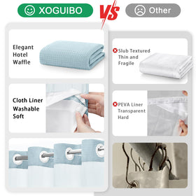 XOGUIBO Aqua hotel-style fabric adds luxury to bath decor
