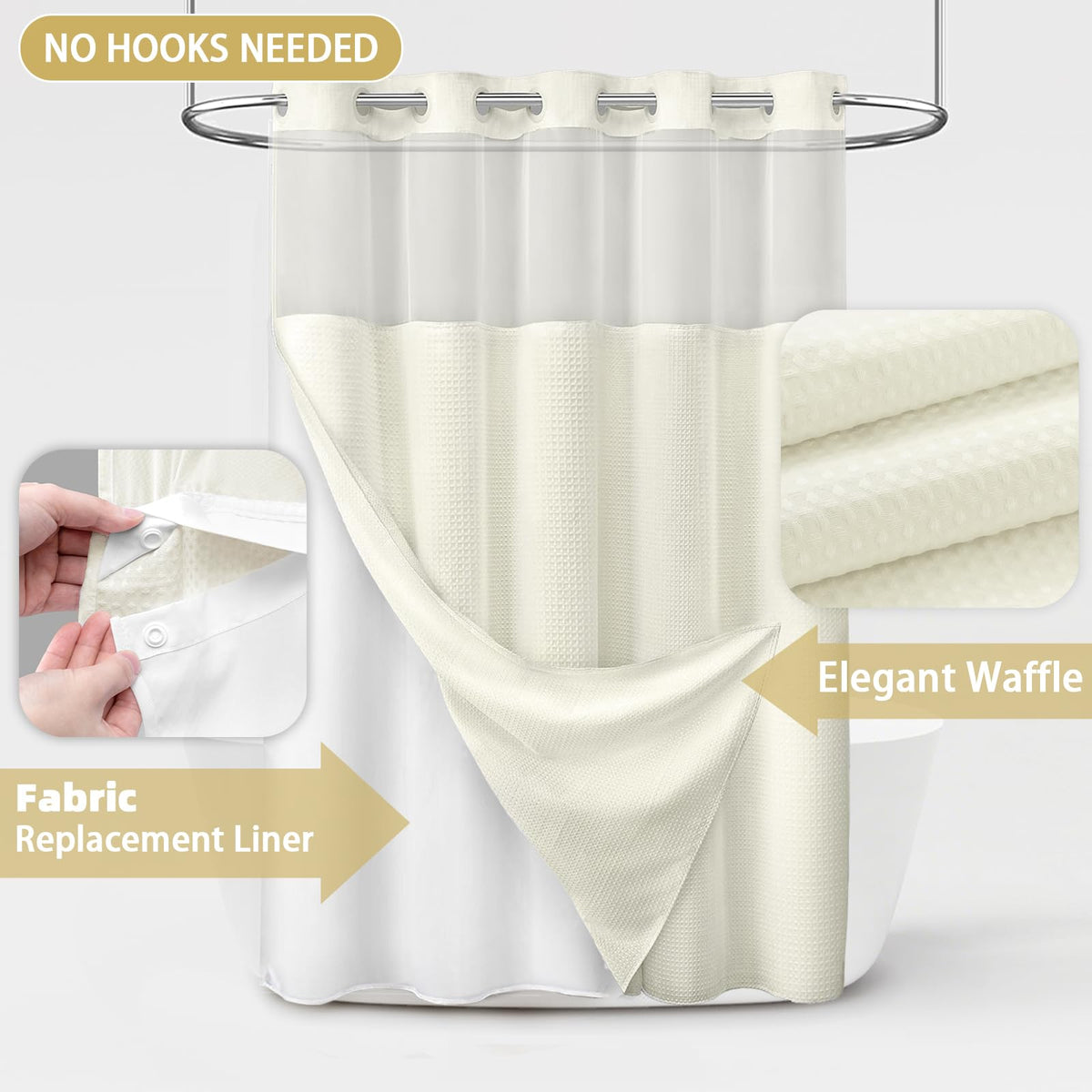 XOGUIBO hotel-style shower curtain adds upscale spa vibes to the bathroom