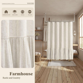 XOGUIBO linen-blend texture close-up showcases natural, breezy farmhouse style.