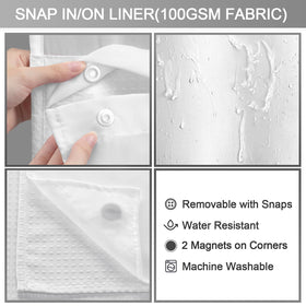 XOGUIBO curtain magnets keep the bottom in place during showers.