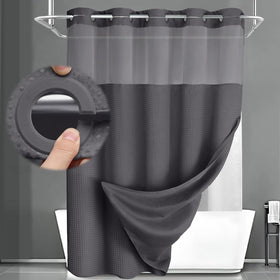 XOGUIBO no hook shower curtain with built in rings for easy setup