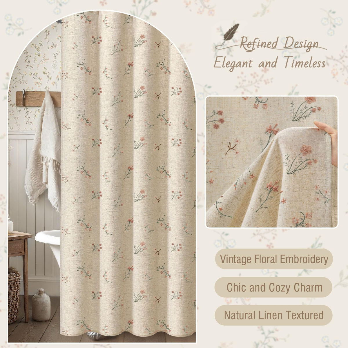 XOGUIBO fabric curtain styled for vintage kitchens and baths