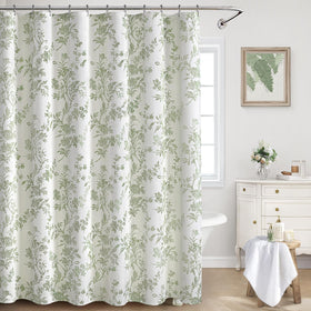 XOGUIBO sage green floral shower curtain with calming natural pattern for bathrooms