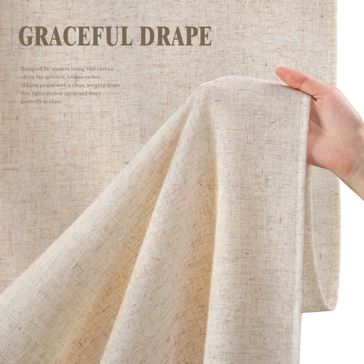 XOGUIBO package includes curtain and 12 white hooks for easy setup