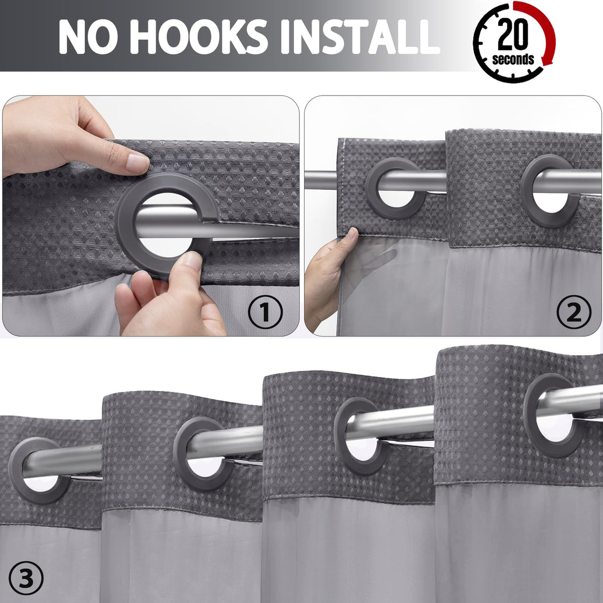 XOGUIBO curtain with mesh upper panel for light and privacy