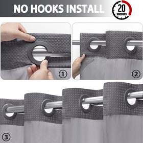 XOGUIBO curtain with mesh upper panel for light and privacy
