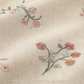 XOGUIBO vintage linen curtain with botanical embroidery creates soft natural ambiance