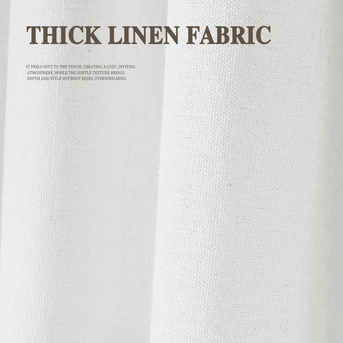 XOGUIBO versatile neutral curtain pairs with wood and greenery.