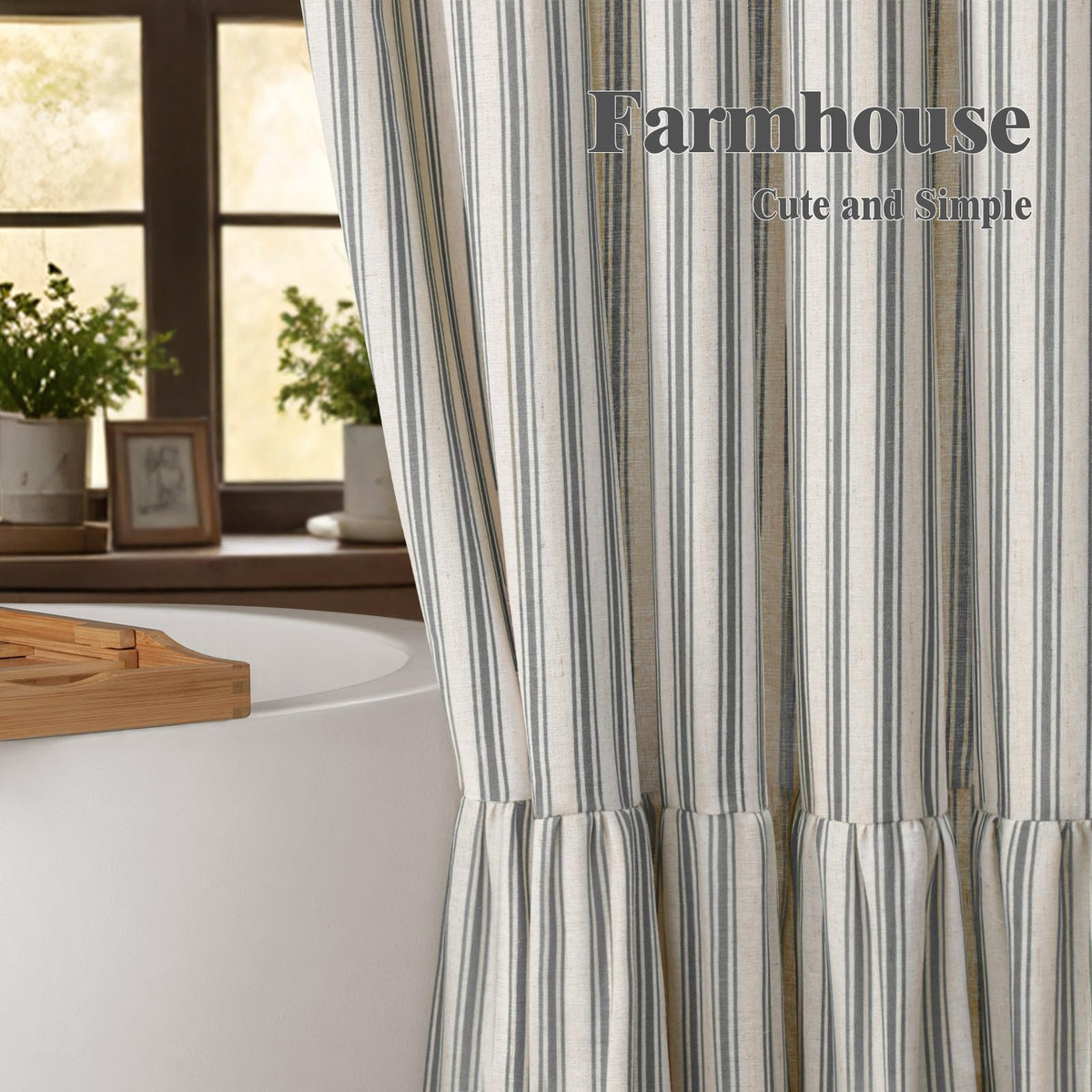 XOGUIBO versatile neutral curtain styling across different bathroom decor.