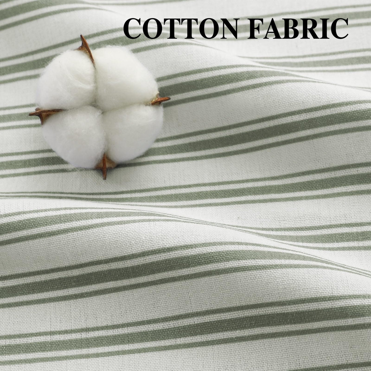 XOGUIBO white-green stripe curtain brings versatile farmhouse style to bathrooms.