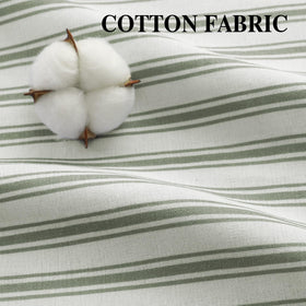 XOGUIBO white-green stripe curtain brings versatile farmhouse style to bathrooms.
