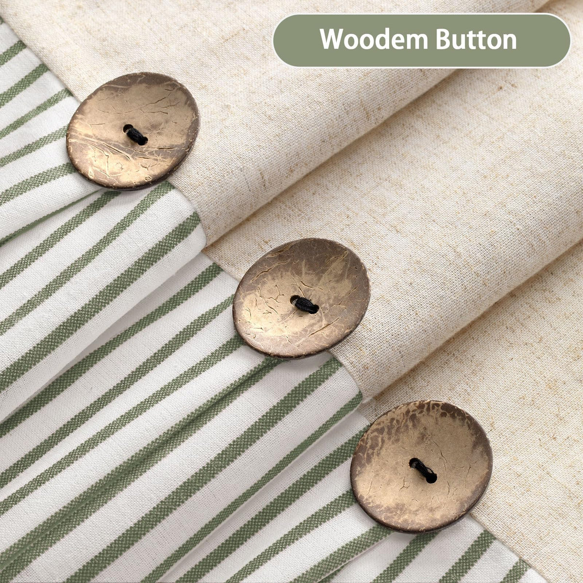 XOGUIBO wooden-style buttons add charming farmhouse detail.
