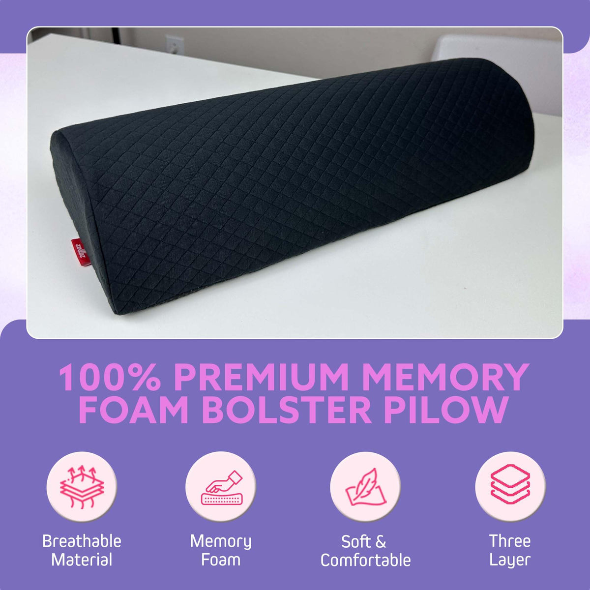 Xolloz Knee Pillow anti-slip bottom stays in place for steady comfort.