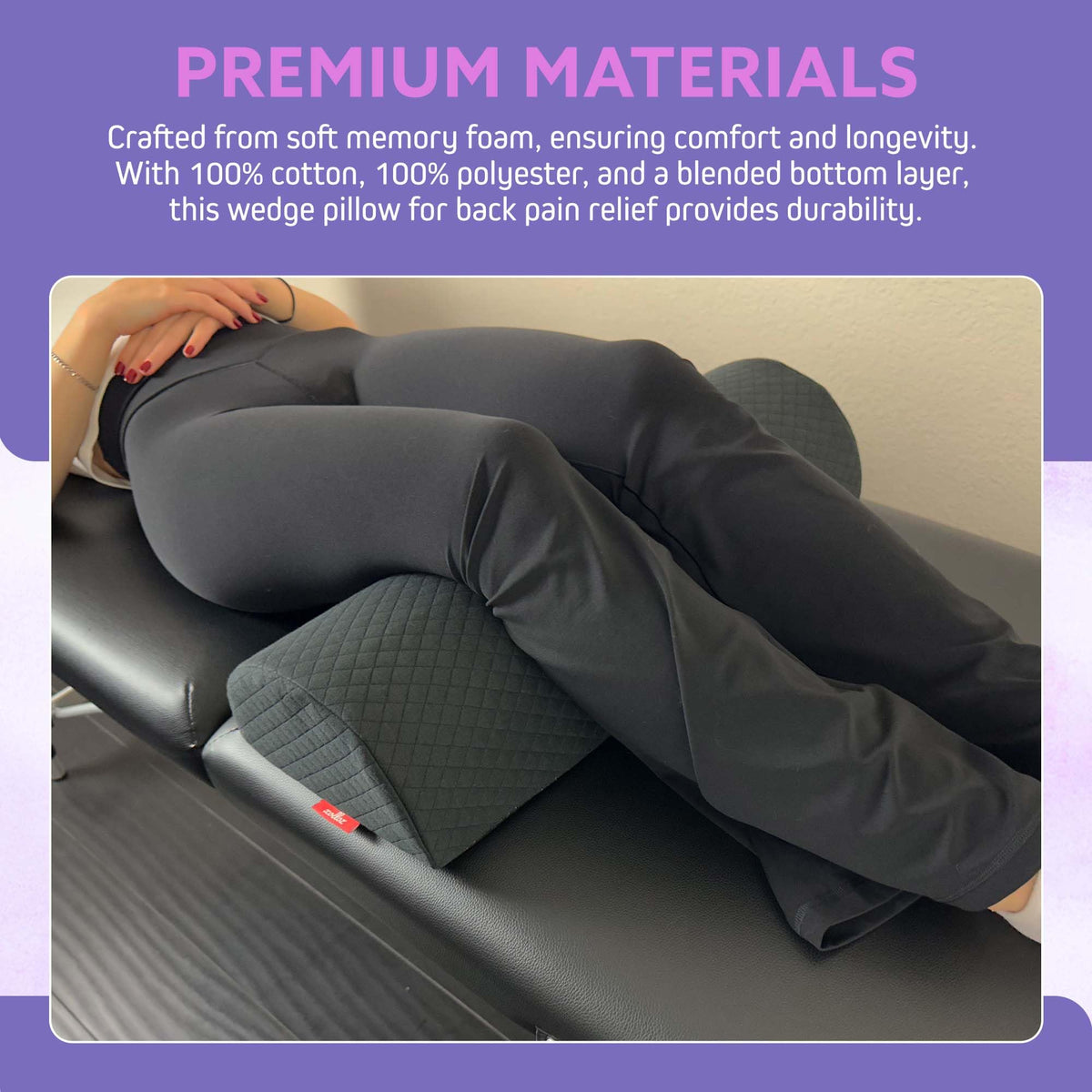 Xolloz Knee Pillow leg-elevation aids relaxation during massage sessions.