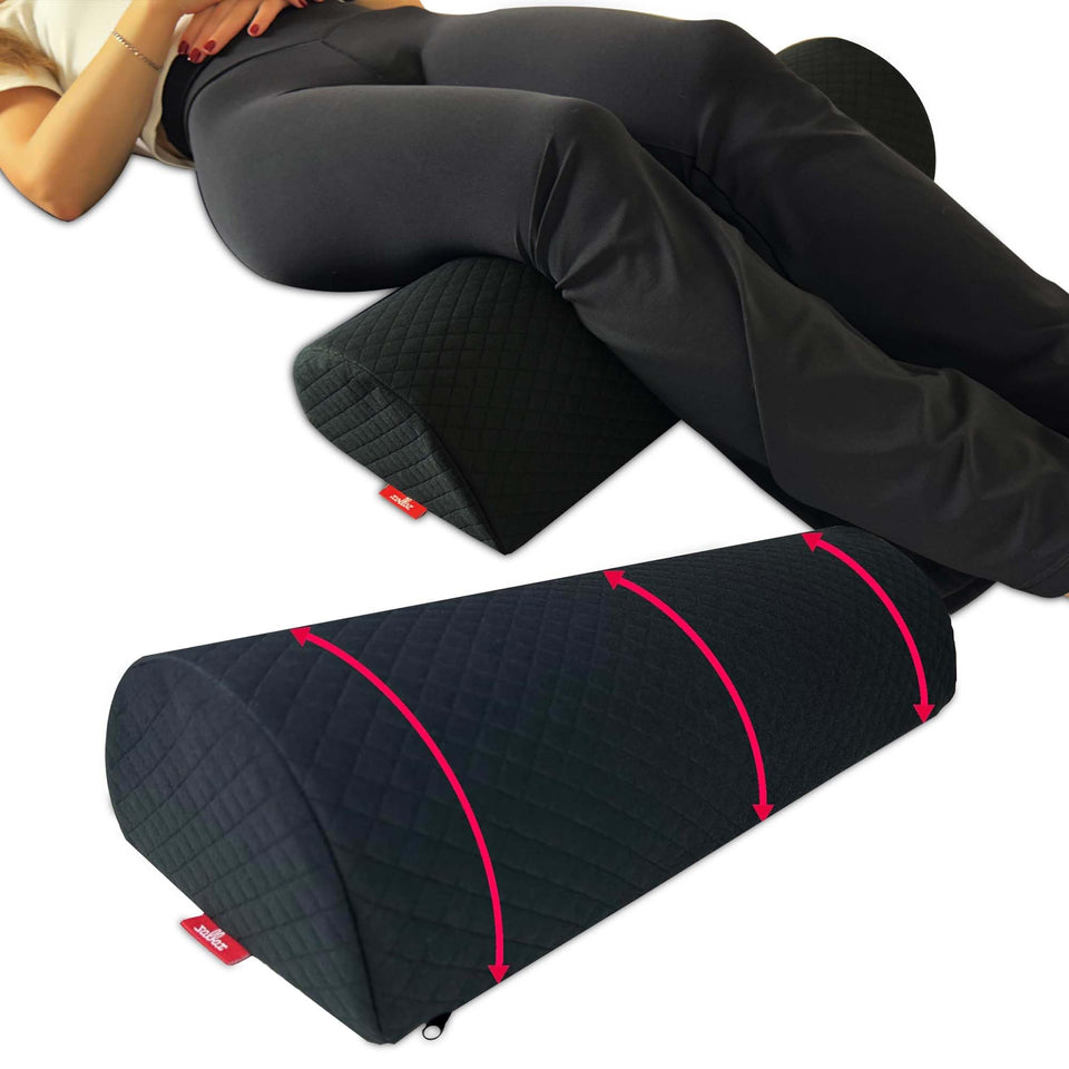 Xolloz Knee Pillow under-knee design supports back sleeping and improves alignment.