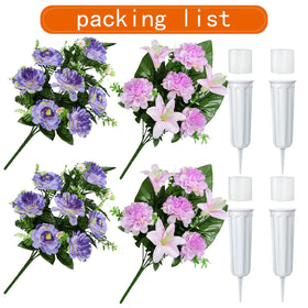 XONOR 16-inch tall cemetery flower bouquets with lifelike petals