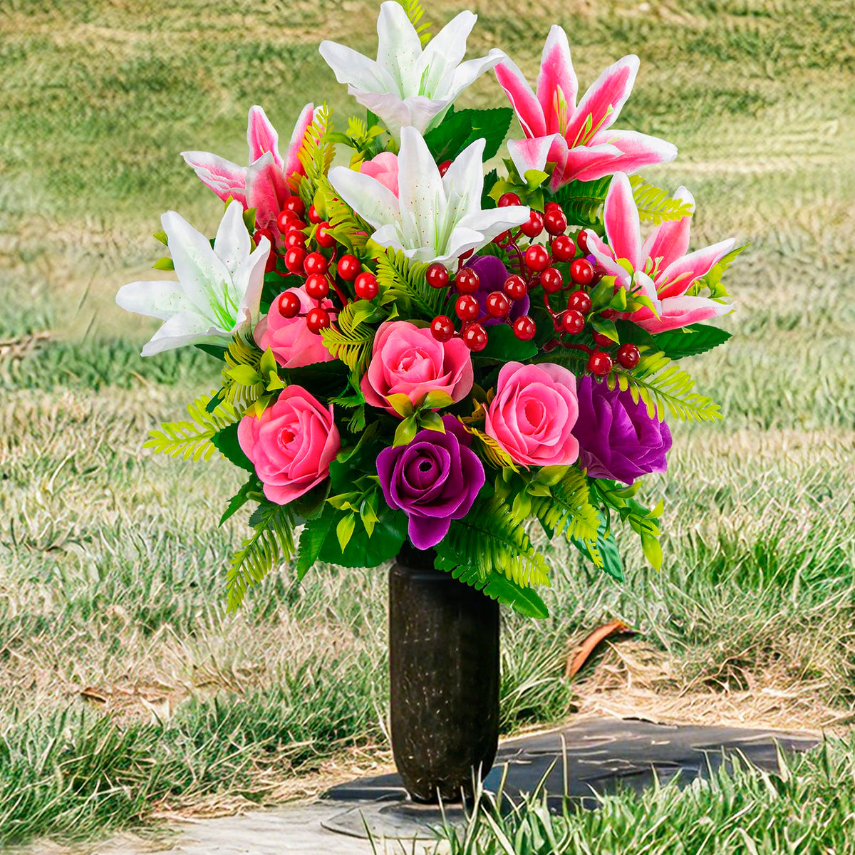 XONOR headstone display demonstrates durable color and easy placement