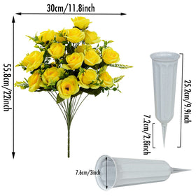 XONOR yellow bouquet side view, weather-resistant cemetery flowers that stay vibrant.